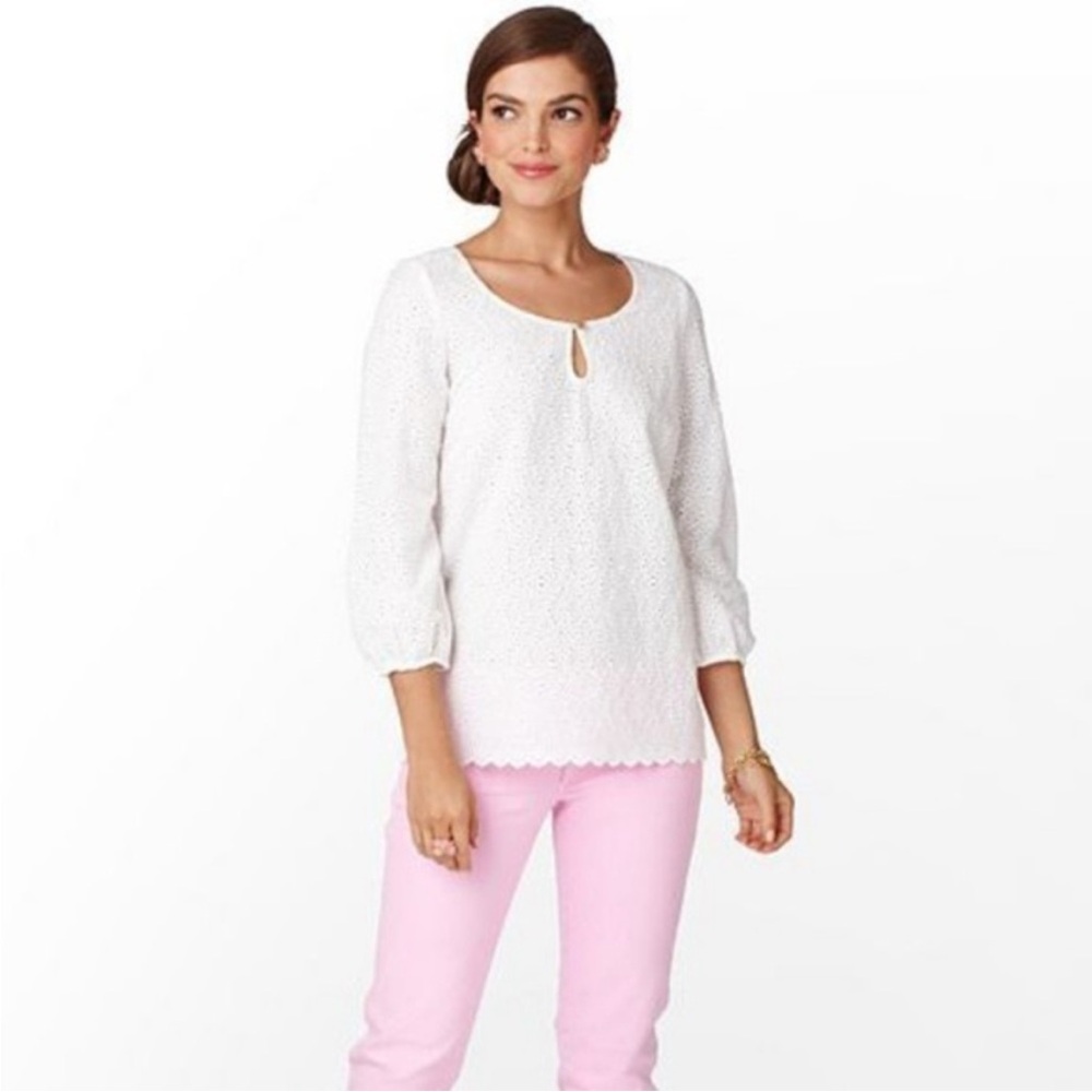 Lilly Pulitzer White Telyn Eyelet Top Size XS